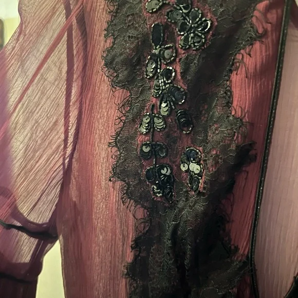 Free People Madly Deeply Burgundy Chiffon Dress - Picture 4 of 5